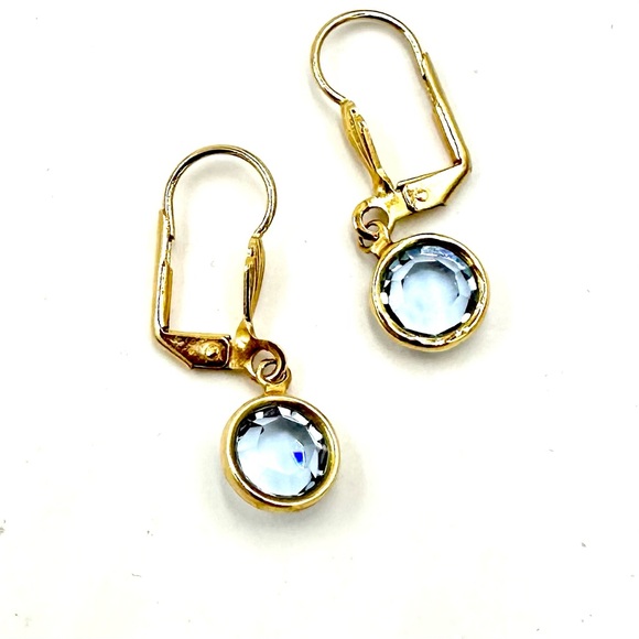 1928 Brand Necklace Earrings Set Gold & Blue Crystal Drops - Picture 6 of 9